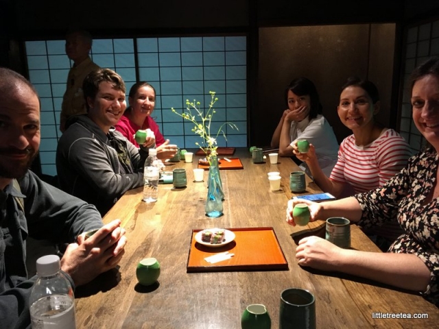 enjoying tea and a snack at the Wagashi factory